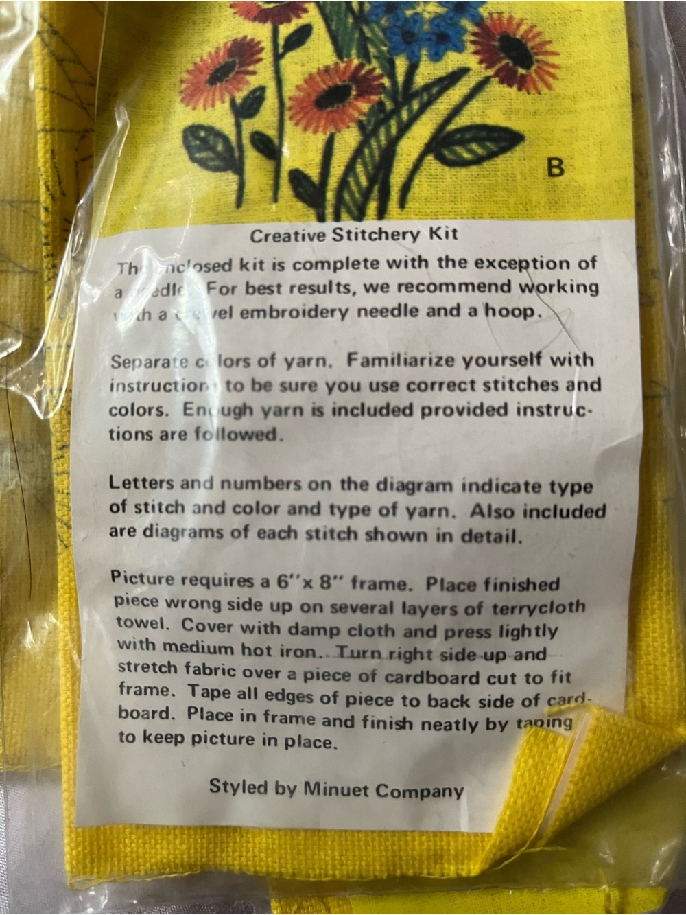 Yellow Floral Creative Stitchery Kit vintage